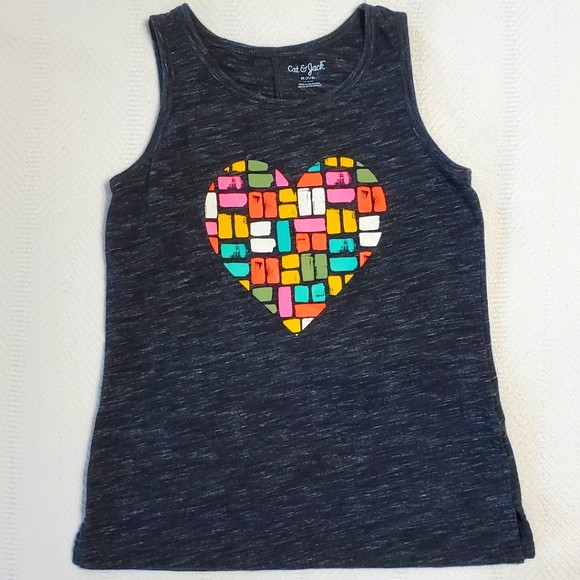 š 3/$12 Cat & Jack Heart Tank, Black, Size 7-8